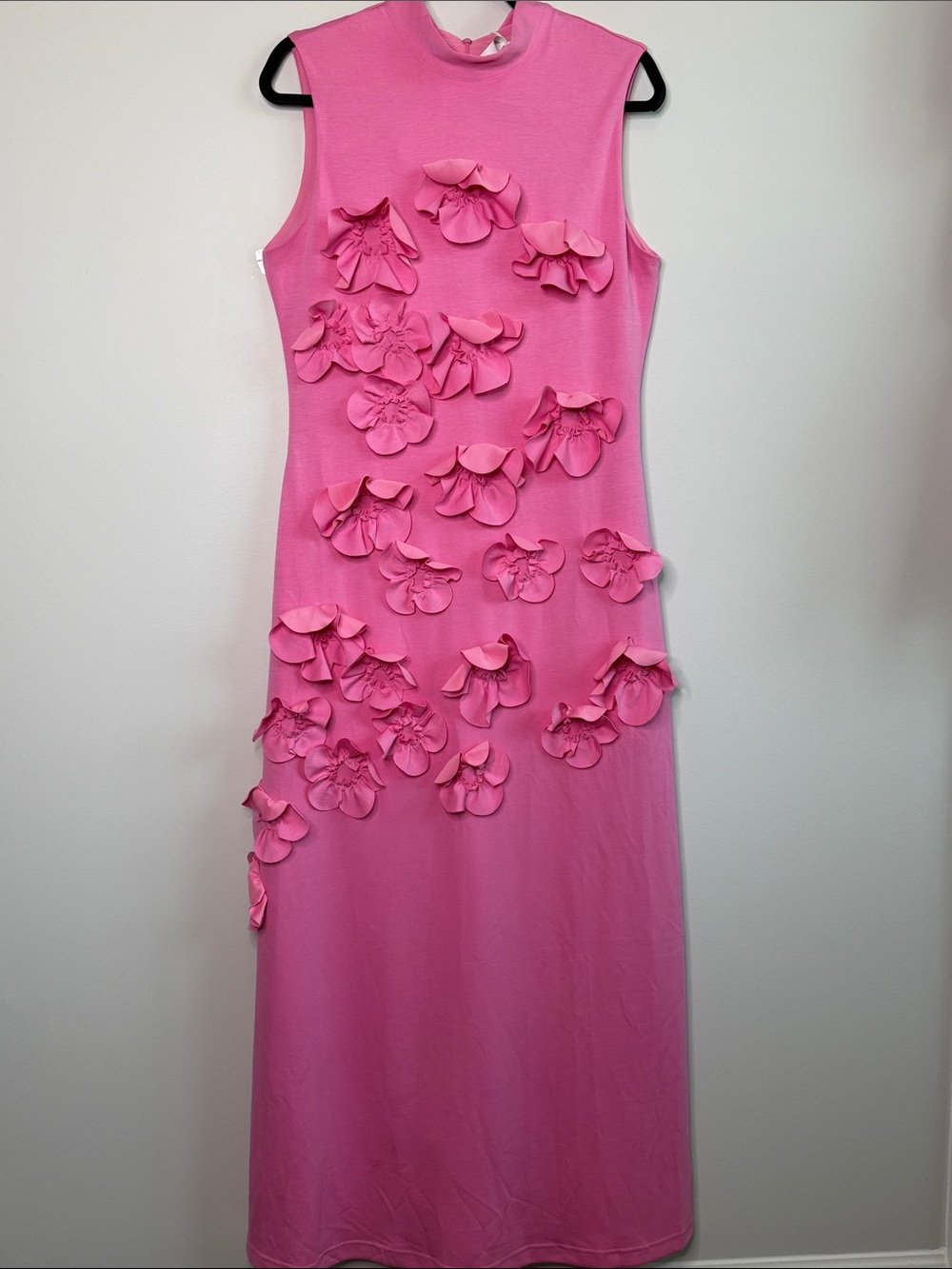Miss Rosier Magali Sleeveless Pink Floral Appliqué Maxi Dress Size Medium NWT